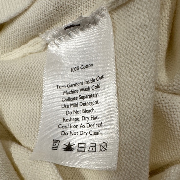 Eddie Bauer Polka Dot Cardigan 3/4 length sleeves size M Ivory w/gold polka dots - Picture 3 of 6